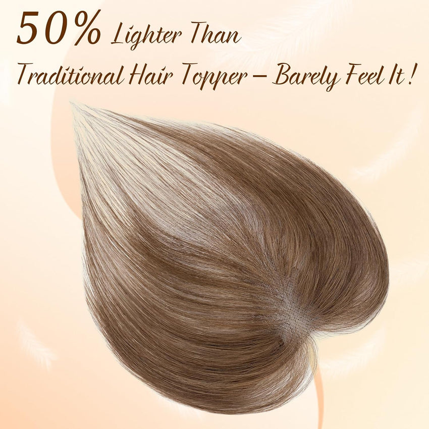 Human Hair Topper Side Bangs 9x12cm TâShaped HandâStitched Base 360Â° Coverage 13g â Medium Brown #4