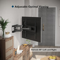 BONTEC TV Wall Bracket for 23-70 Inch LED LCD OLED Screens, Full Motion Double Arm TV Wall Mount Swivels Tilts Extends up to 380mm, Holds 45kg, Max VESA 400x400mm, Includes Spirit Level