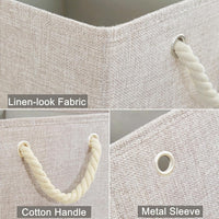 4-Pack Fabric Storage Cubes Collapsible with Cotton Handles Cream 33x38x33cm