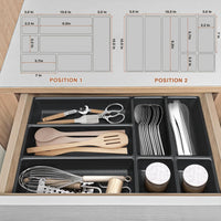 JEHONN Cutlery Drawer Organiser, Utensil Tray for Kitchen Flatware, Adjustable Large Silverware Holder, Compact Plastic Storage Divider with 7 Compartment for Spoons Forks Knives (Black)
