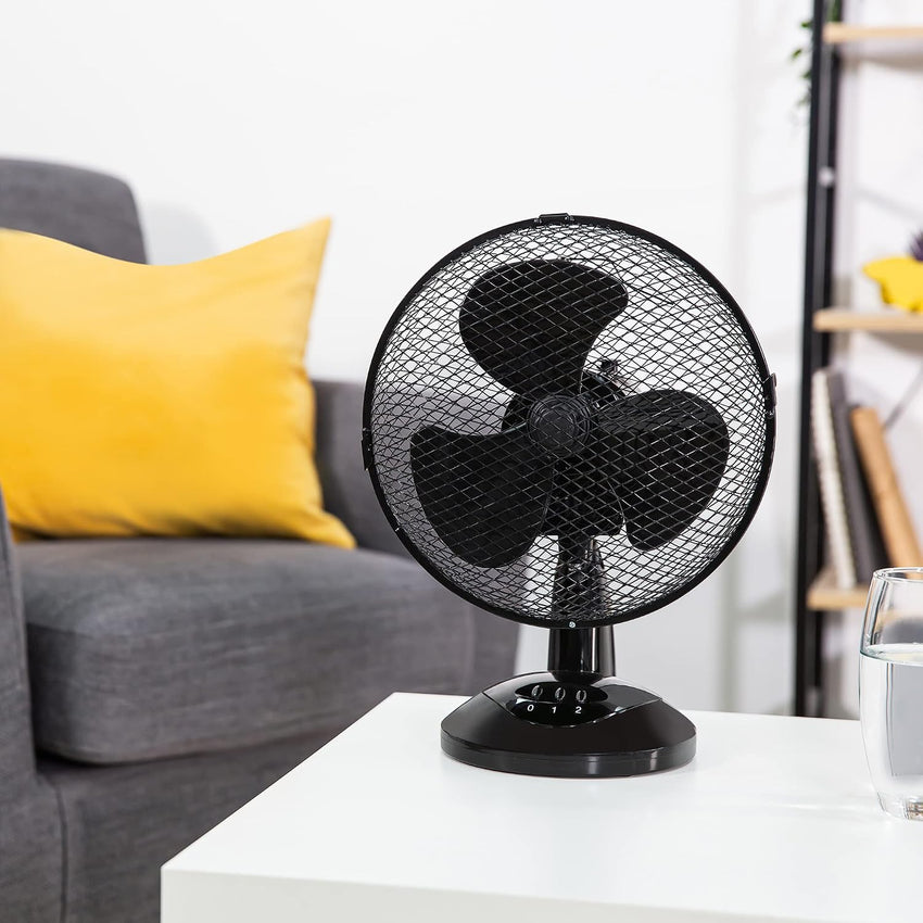 Zanussi 9" Inch, Portable Desk Fan, 2 Speed Settings, Wide-Angled Oscillation, Quiet Operation, Perfect for Bedroom or Office, Black - ZNPDF0921B