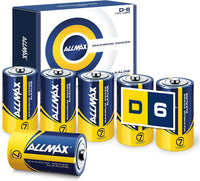 Allmax D (LR20) Maximum Power Alkaline Batteries (6 Count) - Ultra Long-Lasting, Leakproof Design, 7-Year Shelf Life, Maximum Performance (1.5V)
