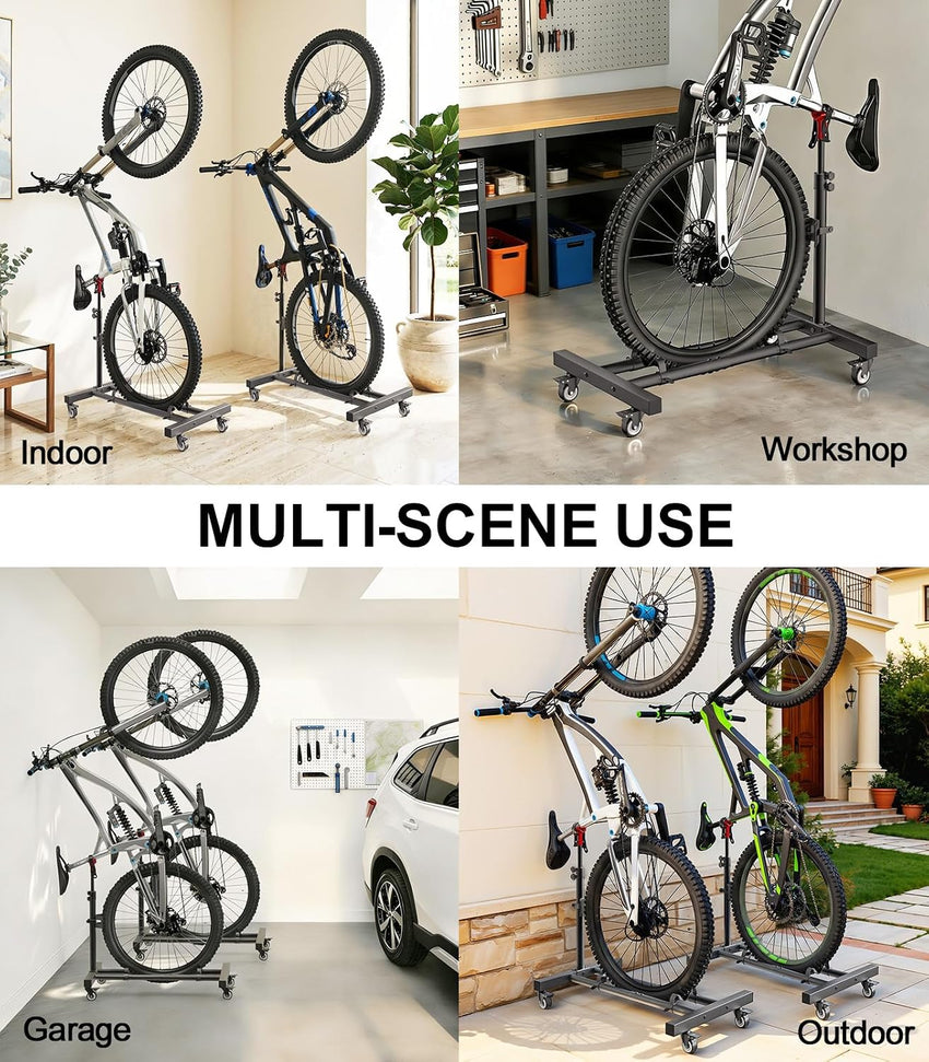 Vertical Bike Stand 360Â° Wheels Upright Storage 2 Pack up to 29in