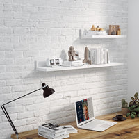 ComfortCove 39cm Floating Wall Shelf Set of 3 White Shelves â Wall Mounted
