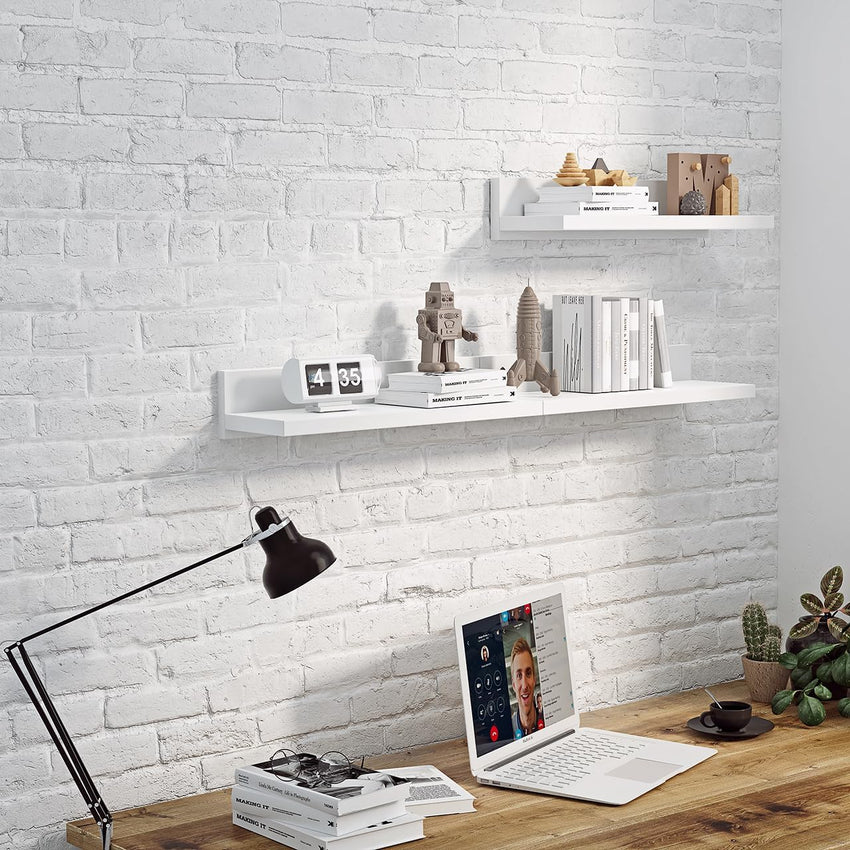 ComfortCove 39cm Floating Wall Shelf Set of 3 White Shelves â Wall Mounted