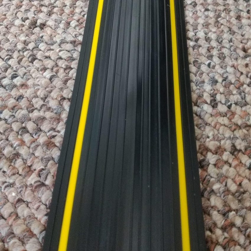 Allcam FCP 2m Rubber Floor Cable Protector/Cable Cover w/Hi Vis yellow Stripes & 15x 8 mm Cable Channel