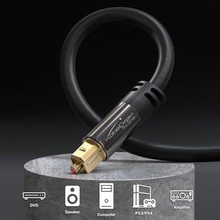 TOSLINK Cable, optical audio cable - 1.5m Fibre optic lead for soundbars (digital S/PDIF, stereo systems/amplifiers/amps, home cinema, Xbox One/PS4) - CableDirect
