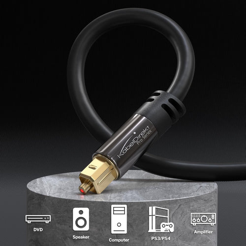 KabelDirekt - Optical Audio Cable, TOSLINK Cable - Soundbar to TV - 1m short (Digital Optical Audio Cable, Fibre Optic Lead, TOSLINK/SPDIF Cable, for Stereo/Amp/HiFi, Xbox One/PS4 - black)