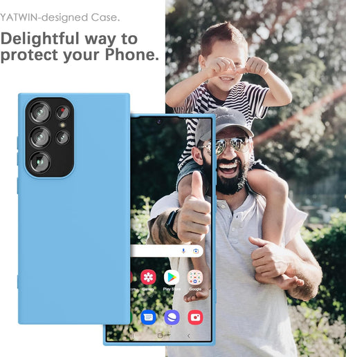 YATWIN Silicone Case for Samsung Galaxy S23 Ultra 5G, Soft-Touch, Shockproof, DustProof, Antiskid Full Body Armour Phone Cover for Samsung Galaxy S23 Ultra 5G - Sky Blue