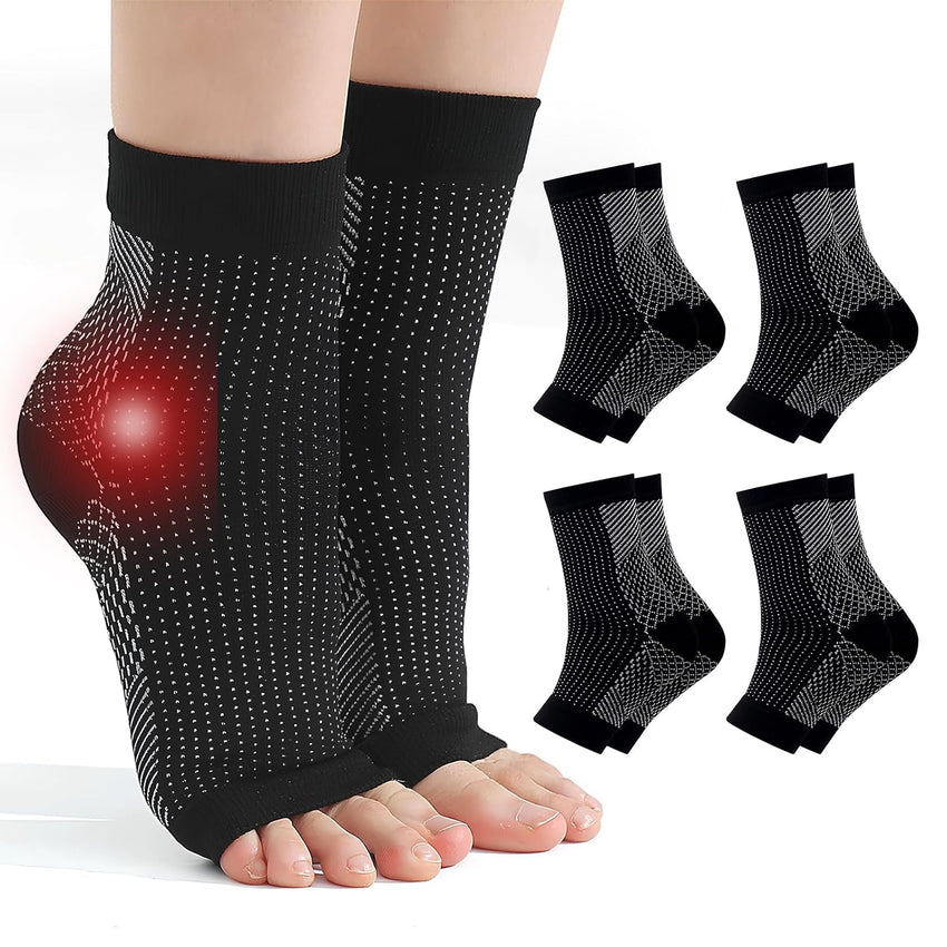 Plantar Fasciitis Compression Socks 4 Pairs Ankle Support for Neuropathy & Arthritis Ã¢ÂÂ Black L/XL