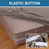 BellaHills Stretch Sofa Seat Cushion Cover Sofa Couch Cushion Furniture Protector Sofa Slipcover with Elastic Bottom Spandex Jacquard Fabric Small Checks(1 Piece, Taupe)
