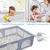 Large Baby Playpen with Mat Anti-Slip Base Breathable Mesh Ocean Balls 150x200cm