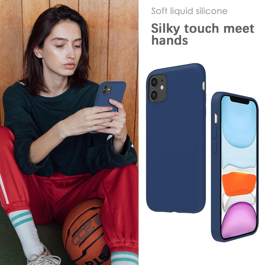 YATWIN Silicone Case for iPhone 11, Soft-Touch, Shockproof, DustProof, Antiskid Full Body Armour Phone Cover for Apple iPhone 11 - Dark Blue