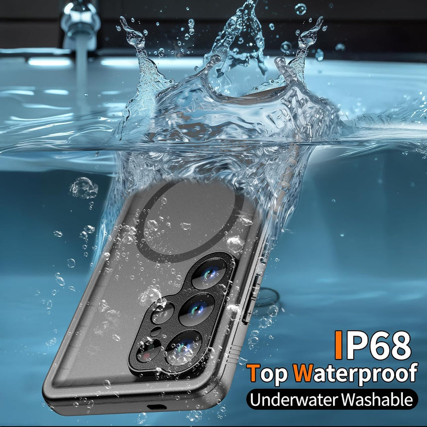 Magnetic Shockproof IP68 Waterproof 360Â° Case for Samsung S25 Ultra Compatible with MagSafe Black
