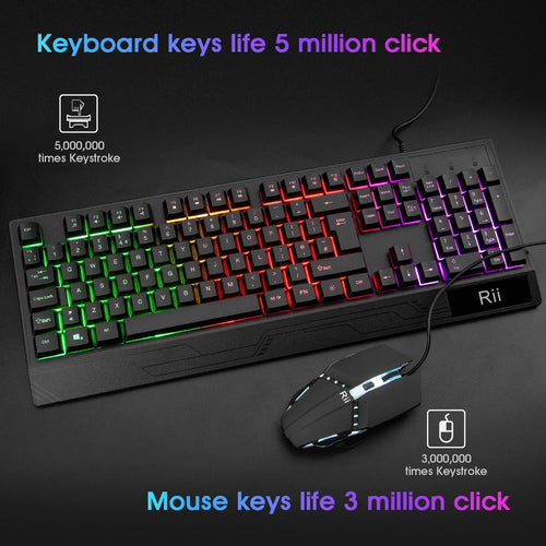 Rii Gaming Keyboard and Mouse,RGB Light Up Keyboard and Mouse Set for PS4,Xbox for Gaming,Working-UK Layout
