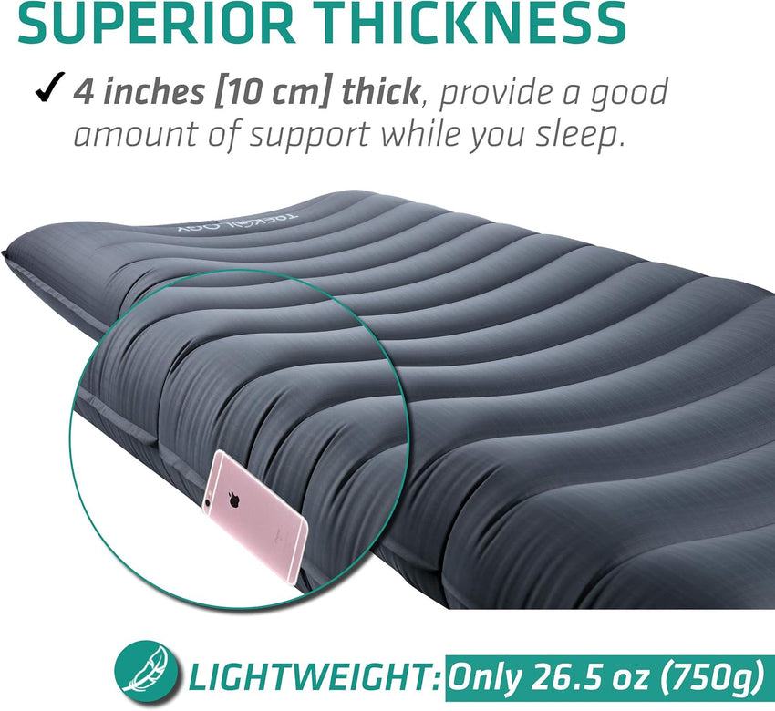 TREKOLOGY UL Sleeping Pad, Camping Mattress - UL80 Inflatable Airbed Lightweight Roll Camp Mats, Ultralight Single Inflating Bed for a Good Night Sleep
