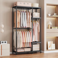 Heavy Duty Clothes Rail 195cm Tall 3 Rods 6 Shelves Max 600lbs Ã¢ÂÂ 114cm