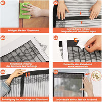 DIKER Magnetic Fly Screen Door, Fly Nets for Doors 100 X 230cm, Door Fly Screen, Screen Mesh Insect Protection Door No Gap, Easy to Install Without Drilling, Keep Bugs Out Lets Fresh Air in, Black