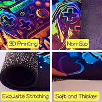 Gaming Area Rug Non-Slip Colourful Game Controller Carpet 47.3" x 63"