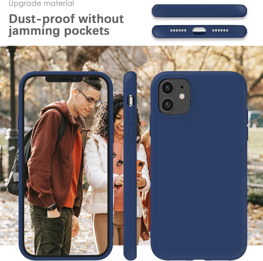 YATWIN Silicone Case for iPhone 11, Soft-Touch, Shockproof, DustProof, Antiskid Full Body Armour Phone Cover for Apple iPhone 11 - Dark Blue