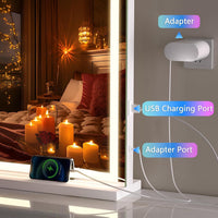 Hasipu Vanity Mirror with Lights, 95 x 65cm LED Makeup Mirror, Lighted Makeup Mirrors with Dimmable 3 Modes, Touch Screen Control Vanity Mirrors Square White