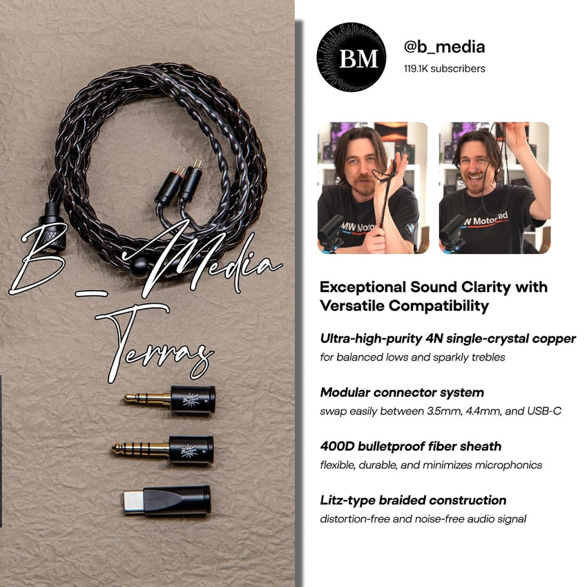 LINSOUL Terras Modular IEM Cable Detachable Connectors 3.5 Only