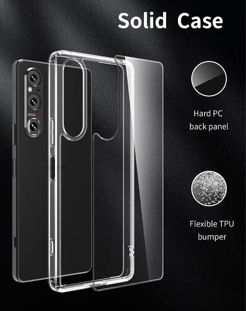 Foluu Case for Sony Xperia 1 V 2023, Hard PC Back & Soft TPU Bumper Protective Shockproof Scratch Resistant Case for Sony Xperia 1 V 2023 Clear