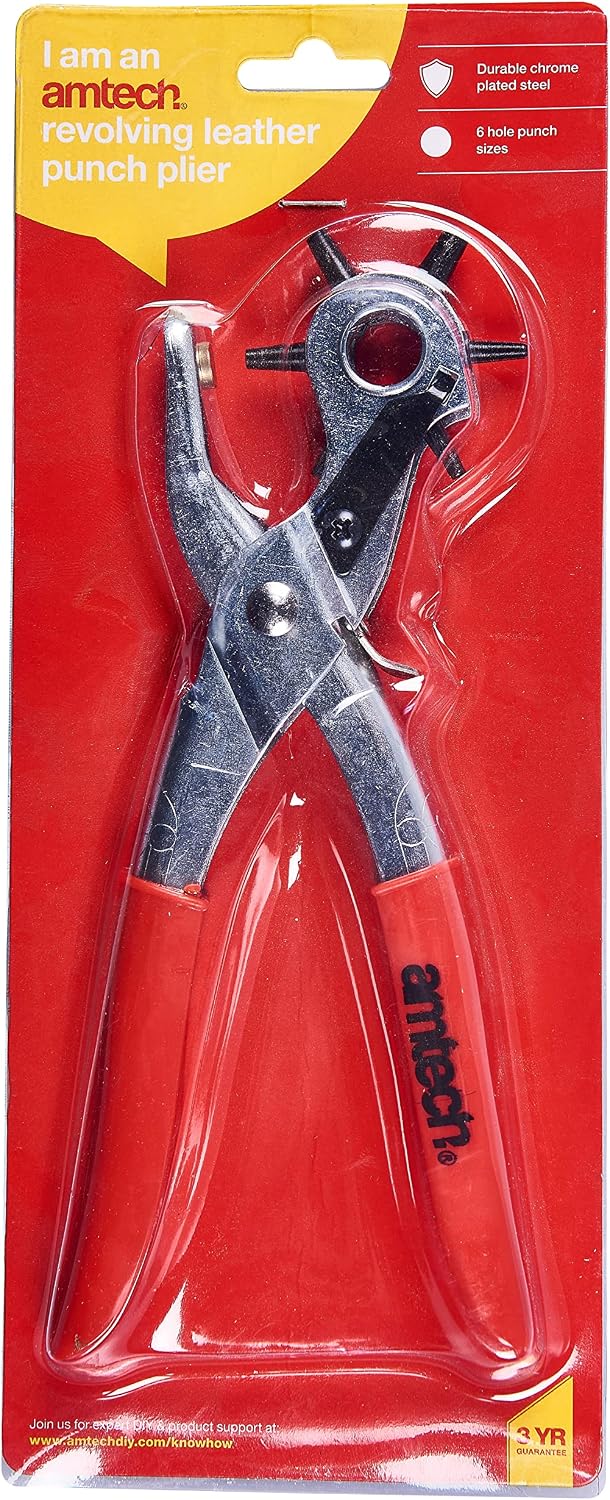 Amtech Revolving Leather Punch Plier Hole Puncher for Belts Canvas Plastics Textiles