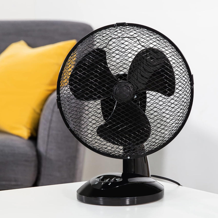 Zanussi 9" Inch, Portable Desk Fan, 2 Speed Settings, Wide-Angled Oscillation, Quiet Operation, Perfect for Bedroom or Office, Black - ZNPDF0921B
