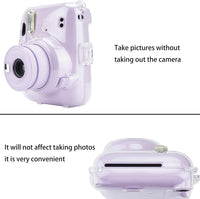 Yosuny Portable Case Compatible with Fujifilm Instax Mini 11 Instant Camera with Adjustable Strap and Storage back pocket (Transparent shell)