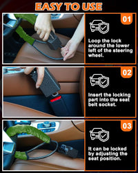 Upgraded Steering Wheel Lock with High Visibility Metal Head â Green