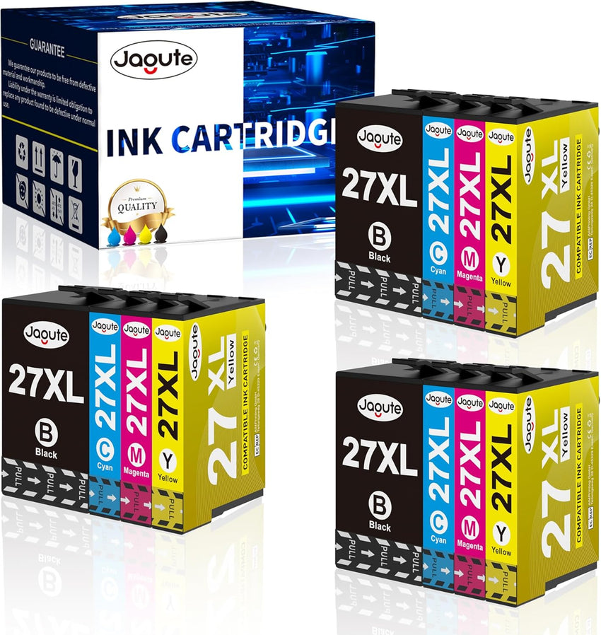 Jagute 27XL Printer Cartridges Replacement for Epson 27 Cartridges Multipack (12-Pack) for Workforce WF-7620 WF-3620 WF-3640 WF-7610 WF-7720 WF-7110 WF-7715 WF-7210 WF-7722