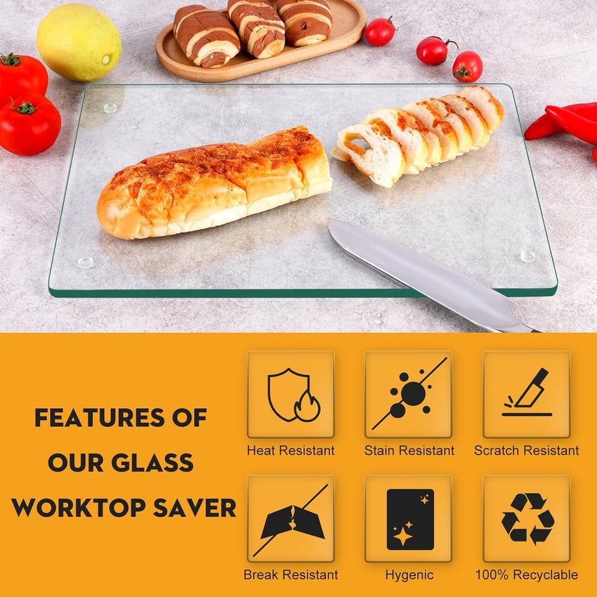 Tempered Glass Cutting Board for KitchenÃ¯Â¼Å2 Pack of 40 * 30cm Safe Hygienic Glass Worktop SaversÃ¯Â¼ÅClear Chopping Board Glass Tray for Kitchen Countertop, Shatter-Resistant, Heat-Resistant,Easy-Clean