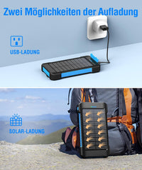 Solar Power Bank 38800 mAh Solar Charger Portable with USB C Input, Torch, Outdoor Waterproof External Battery, Quick Charge, Power Bank Solar Cell for Samsung, iPhone, Huawei and More