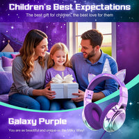 JYPS Kids Headphones, Cute Metallic, 85/94dB Volume Limited, Stereo Sound, Sharing Function, Foldable 3.5mm Wired Over-ear Toddler/Childrens Headphones for iPad/Tablet/School (unicorn, purple)