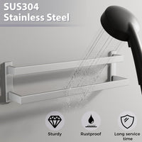 Wall-Mounted Double Towel Rail SUS304 Stainless Steel 2-Tier Brushed Ã¢ÂÂ 50 cm