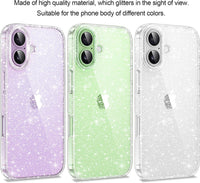 AROYI 3 in 1 Clear Glitter Case Compatible with iPhone 17 Case with 2 Tempered Glass Screen Protector, Soft Bumper Anti-Scratch Sparkle Bling Women Girls Phone Case for iPhone 17 6.3"