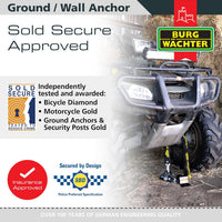 High Security Ground/Wall Anchor Sold Secure Diamond & Gold NO BOLTS INCLUDED GA1