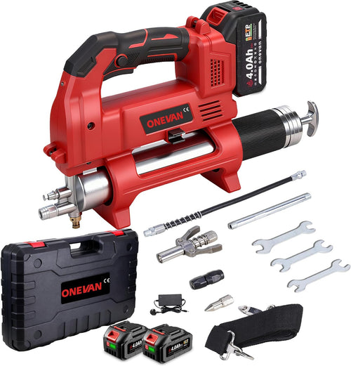 Cordless Grease Gun Electric Grease Kit 600CC Oil Tank 12,000 PSI used 2 Batteries & Charger