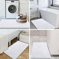 Chenille Bath Mat 50x75cm Absorbent Non-Slip Bathroom Rug White