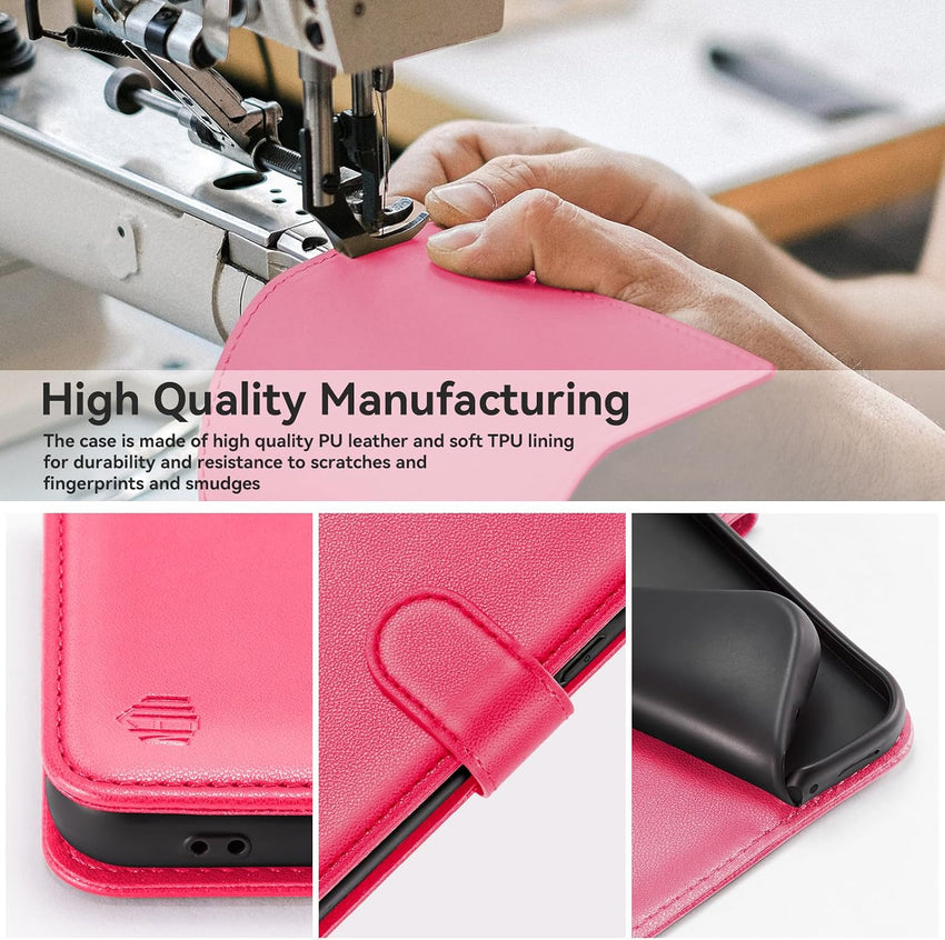 ivencase Compatible with Samsung Galaxy A56 5G Phone Case with 1 Screen Protector, [RFID Blocking] PU Leather Flip Wallet Case with Card Slots Stand Magnetic Cover for Samsung A56 - Hot Pink
