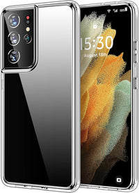 HOOMIL Case for Samsung Galaxy S21 Ultra 5G, Non-Yellowing, Drop Protection, Anti-Scratch Transparent Hard Back Phone Cover - Black