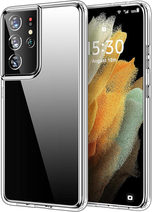 HOOMIL Case for Samsung Galaxy S21 Ultra 5G, Non-Yellowing, Drop Protection, Anti-Scratch Transparent Hard Back Phone Cover - Black