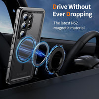 Magnetic Shockproof IP68 Waterproof 360Â° Case for Samsung S25 Ultra Compatible with MagSafe Black