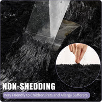 Round Shaggy Area Rug Fluffy High Pile Plush Washable Velvet 120cm Decorative Floor Mat Ã¢ÂÂ Black
