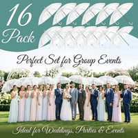 Hestya 16 Pack 37.4 Inch Clear Umbrellas for Wedding White Transparent Umbrella Dome See Through Umbrella Windproof Umbrella Handle Semi-automatic for Woman Men Bride Bridesmaid Party
