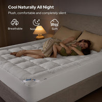 Single Mattress Topper Quilted Thick Deep Pocket for Back Pain Relief â White