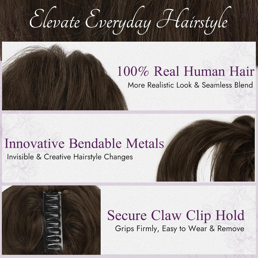 Ponytail Hairpiece 20cm Claw Clip Flexible Wires â Dark Brown