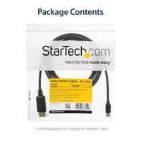 StarTech.com MDP2DPMM3 3 ft Mini DisplayPort to DisplayPort 1.2 Adapter Cable M/M, DisplayPort 4k with HBR2 support, 3 ft Mini DP to DP Cable