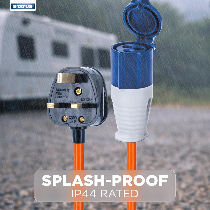 UK Plug to 16A Site Socket Adaptor Cable IP44 Weatherproof â 20cm